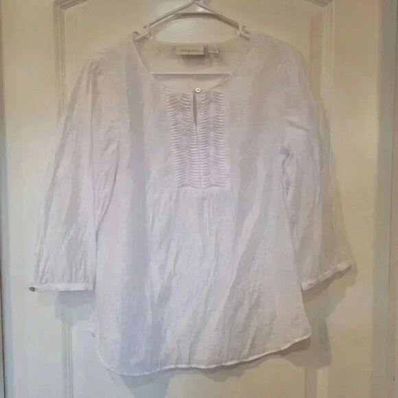 Chicos Women’s Boho Tunic Top White Cotton - Picture 2 of 8